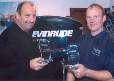 Keith Thomas and Peter Roberts with their Evinrude and Johnson Awards